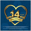 14 years anniversary golden. anniversary template design for web, game ,Creative poster, booklet, leaflet, flyer, magazine, invit