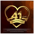 41 years anniversary golden. anniversary template design for web, game ,Creative poster, booklet, leaflet, flyer, magazine, invit