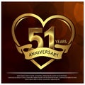 51 years anniversary golden. anniversary template design for web, game ,Creative poster, booklet, leaflet, flyer, magazine, invita Royalty Free Stock Photo