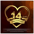 14 years anniversary golden. anniversary template design for web, game ,Creative poster, booklet, leaflet, flyer, magazine, invita