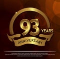 Ninety three years anniversary golden. anniversary template design for web, game ,Creative poster, booklet, leaflet, flyer, magaz Royalty Free Stock Photo