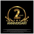 Two years anniversary golden. anniversary template design for web, game ,Creative poster, booklet, leaflet, flyer, magazine, invit