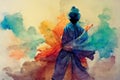 Tai chi master in the flow of color and harmony, spirit and mindfullness Royalty Free Stock Photo