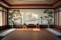 tai chi practice area with traditional chinese decor Royalty Free Stock Photo