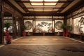 tai chi practice area with traditional chinese decor Royalty Free Stock Photo