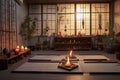 tai chi practice space with incense and candles Royalty Free Stock Photo