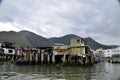 Houses on Stilts on the seafront. Tai O Fishing Village, Hong Kong. November 10, 2018.