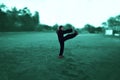 Taichi wushu master woman Outdoors in move Royalty Free Stock Photo