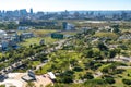 Taichung Central Park in sunny day with the city skyline