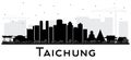 Taichung Taiwan City Skyline Silhouette with Black Buildings Isolated on White