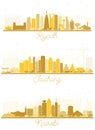 Taichung Taiwan, Nairobi Kenya and Riyadh Saudi Arabia City Skyline Silhouettes Set Royalty Free Stock Photo