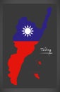 Taidong Taiwan map with Taiwanese national flag illustration Royalty Free Stock Photo