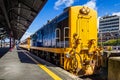 Taieri Gorge railway train and carriages at the platform at Dunedin Railway Station in Dunedin, New Zealand Royalty Free Stock Photo