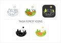 Taiga forest icons set