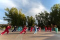 Retired people playing taiji