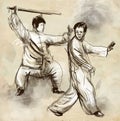 Taiji (Tai Chi). An full sized hand drawn illustra Royalty Free Stock Photo