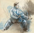 Taiji (Tai Chi). An full sized hand drawn illustra