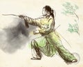 Taiji (Tai Chi). An full sized hand drawn illustra Royalty Free Stock Photo