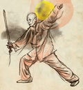 Taiji (Tai Chi). An full sized hand drawn illustra Royalty Free Stock Photo