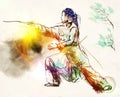 Taiji (Tai Chi). An full sized hand drawn illustra Royalty Free Stock Photo