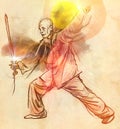 Taiji (Tai Chi). An full sized hand drawn illustra