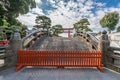 Taiko-bashi (Drum Bridge) and San no Torii gate at the entrance of Tsurugaoka Hachimangu shrine.