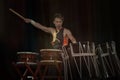 Taiko drummer drum drums on stage Royalty Free Stock Photo