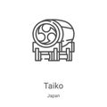 taiko icon vector from japan collection. Thin line taiko outline icon vector illustration. Linear symbol for use on web and mobile