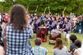 Taiko performance kumi-daiko drummers