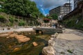 Taikobashi, a public park with hot spring and river in Arima Onsen city, Kobe, Japan Royalty Free Stock Photo