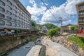 Taikobashi, a public park with hot spring and river in Arima Onsen city, Kobe, Japan Royalty Free Stock Photo