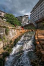 Taikobashi, a public park with hot spring and river in Arima Onsen city, Kobe, Japan Royalty Free Stock Photo