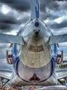 Tail of Airbus A380 on static display.