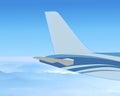 The tail of the airplane such as vertical stabilizer, horizontal stabilizer, and empennage. Blue tone color fuselage patterns. Royalty Free Stock Photo