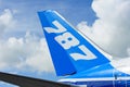 Tail of Boeing 787 Dreamliner aircraft at Singapore Airshow 2012