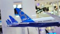 Tail of Boeing 787 Dreamliner models on display at Singapore Airshow