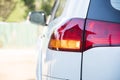 Tail lamp of the car.orange light turn signal before turn vehicle to the left direction.safty drive concept without accident Royalty Free Stock Photo