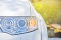 Tail lamp of the car.orange light turn signal before turn vehicle to the left direction.safty drive concept without accident Royalty Free Stock Photo