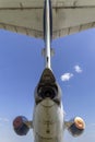 Tail of an old russian airplane on a summer day Royalty Free Stock Photo