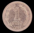 Tail of one peso coin, issued by Argentina in 1959