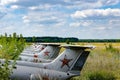 Tail part- 8 August 2020: Old aircraft Antonov An-2 at abandoned Airbase aircraft cemetery in Vovchansk, Kharkov region