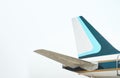 The tail part of the plane with blue sky background Royalty Free Stock Photo