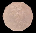 Tail of a 2 piso coin, issued by Republic of the Philippines in 1986 depicting a coconut palm