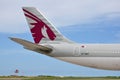 Tail section of a Qatar Airways Airbus A340