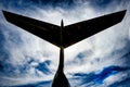 Tail Silhouette of Jet Aircraft - flaps, wings, elevator, stabilizer Royalty Free Stock Photo