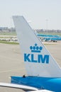 Tail wing of a KLM airplane Royalty Free Stock Photo