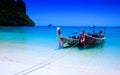 Tailboats by the shore at Hong Island, Krabi Thail