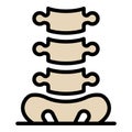 Tailbone and spine icon color outline vector