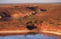 Tailings dams part of the open cut gold mining in the Tanami desert Royalty Free Stock Photo