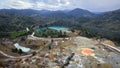 Tailings from mining near abandoned open pit Memi mine in Xyliatos, Cyprus. Aerial view